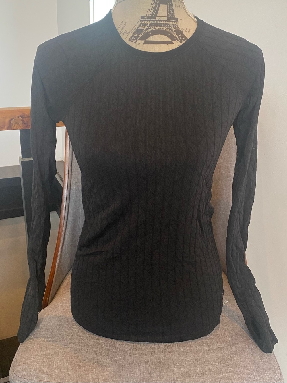 Victoria's Secret Black Ribbed Long-Sleeve Crew Tee